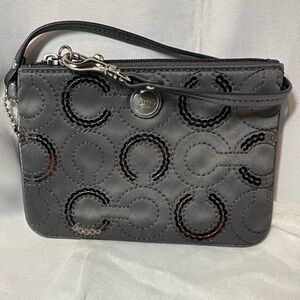 Coach satin and sequins wristlet w/ dust bag